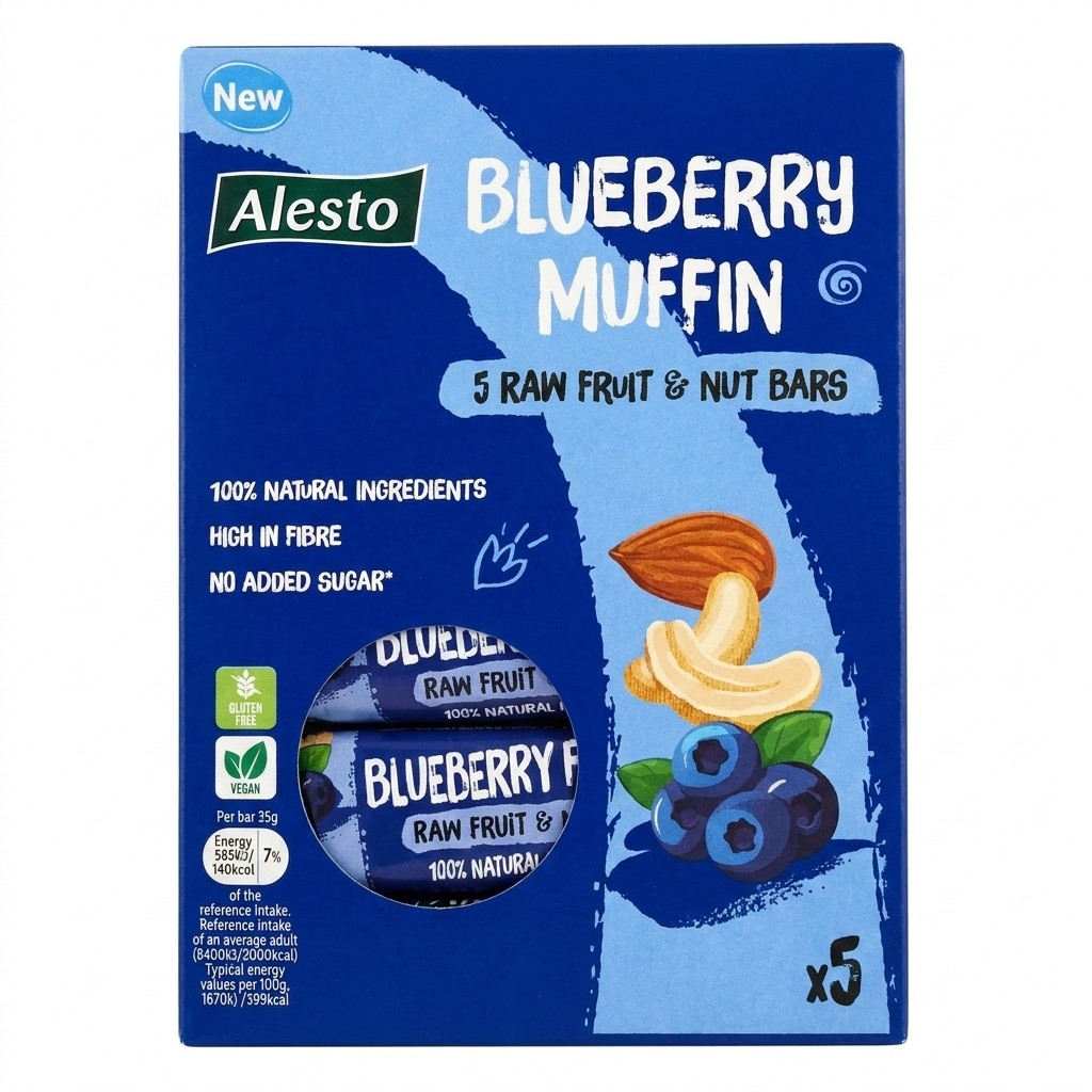 Alesto Blueberry Muffin 5 Raw Fruit & Nut Bars 175g