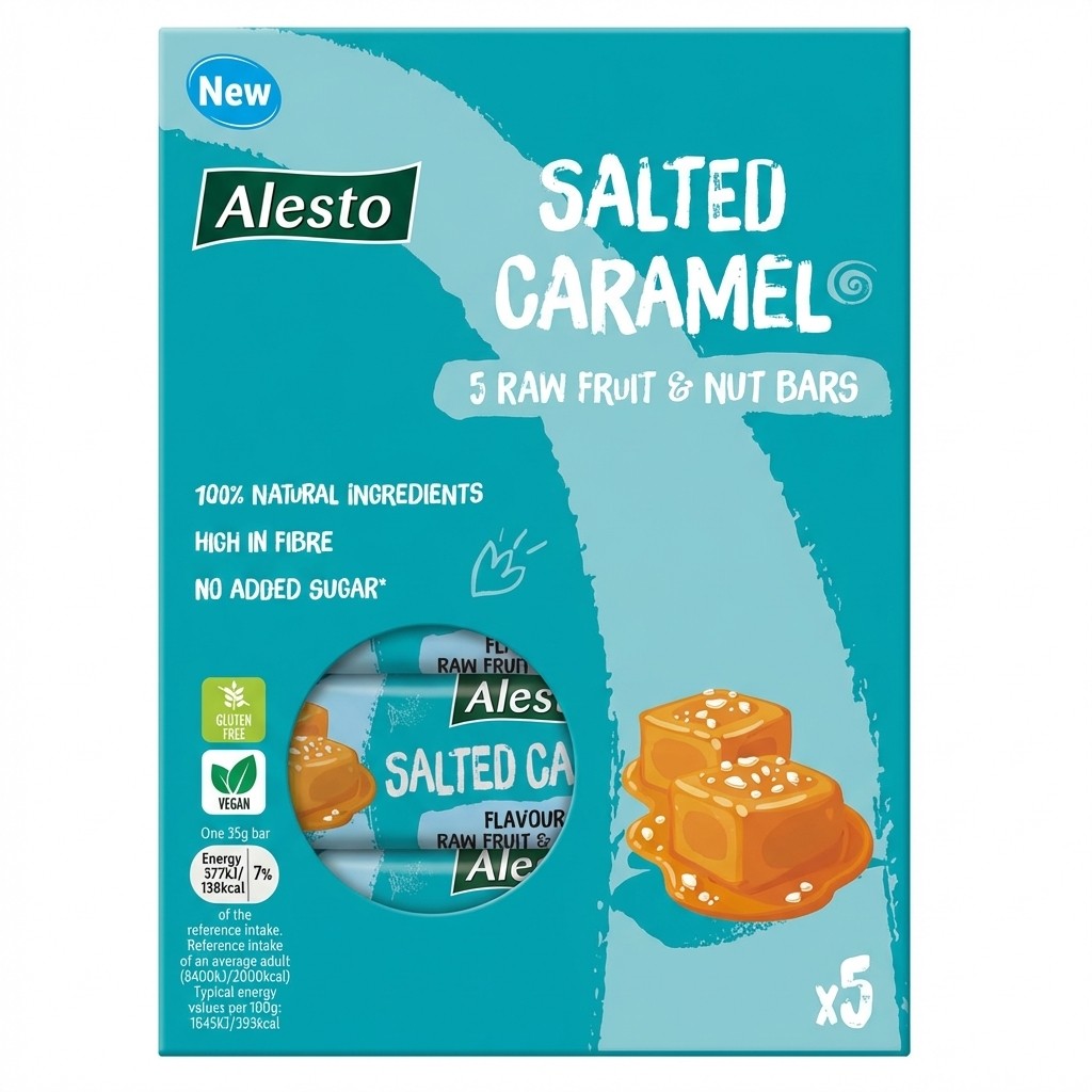 Alesto Salted Caramel Raw Fruit & Nut Bars 5pcs