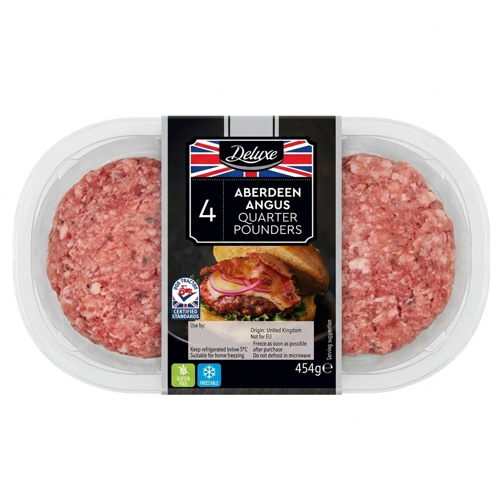 Deluxe Aberdeen Angus Quarter Pounders 454g