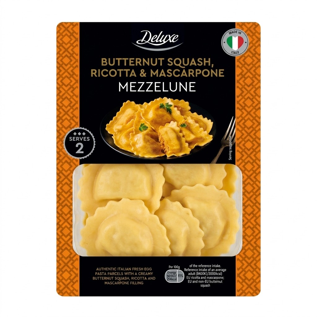 Deluxe Butternut Squash Ricotta & Mascarpone Mezzelune 250g