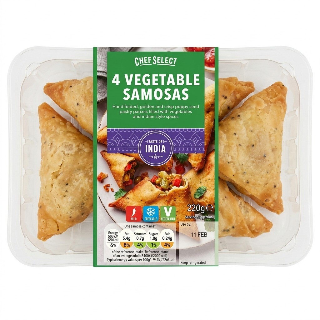 Chef Select 4 Vegetable Samosas 220g