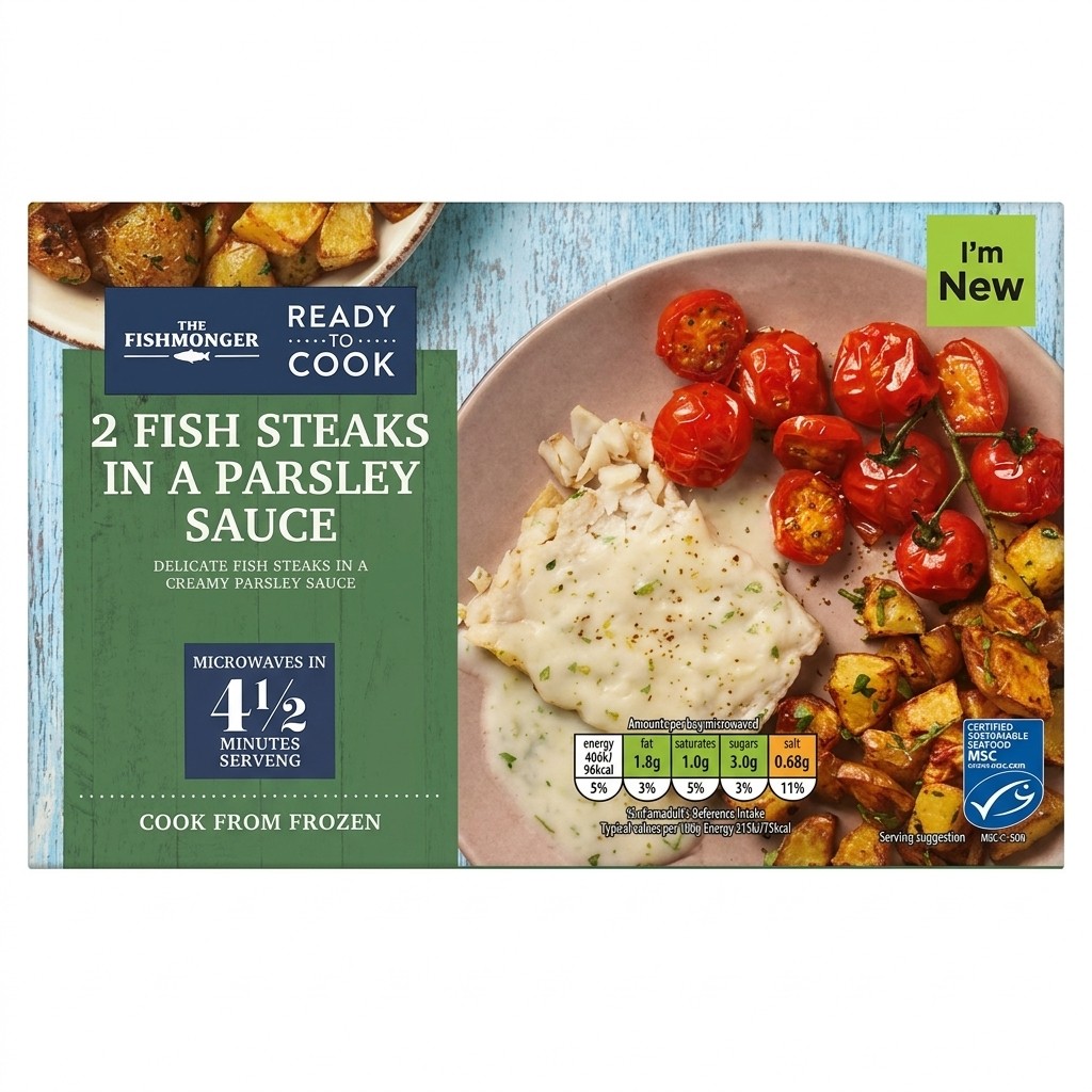 The Fishmonger 2 Fish Steaks in a Parsley Sauce 280g