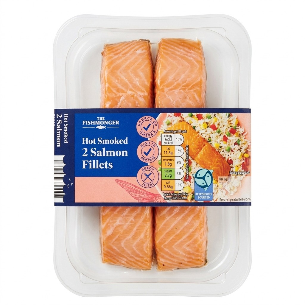 The Fishmonger Hot Smoked 2 Salmon Fillets 180g