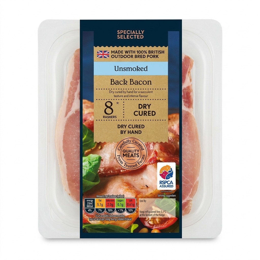 Specially Selected Dry Cured Unsmoked Back Bacon 240g