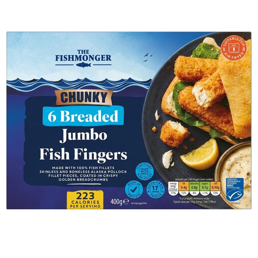 The Fishmonger Chunky 6 Breaded Jumbo Fish Fingers 400g