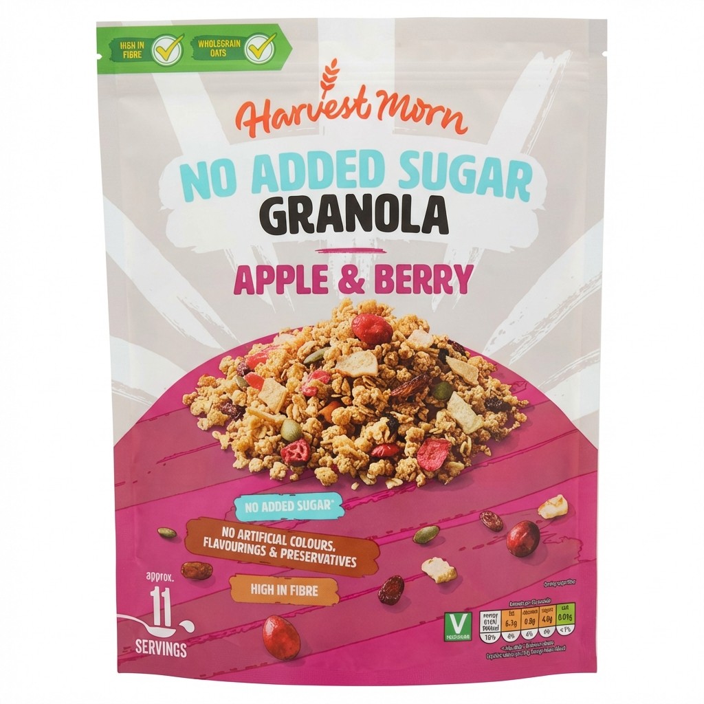 Harvest Morn No Added Sugar Granola Apple & Berry 500g