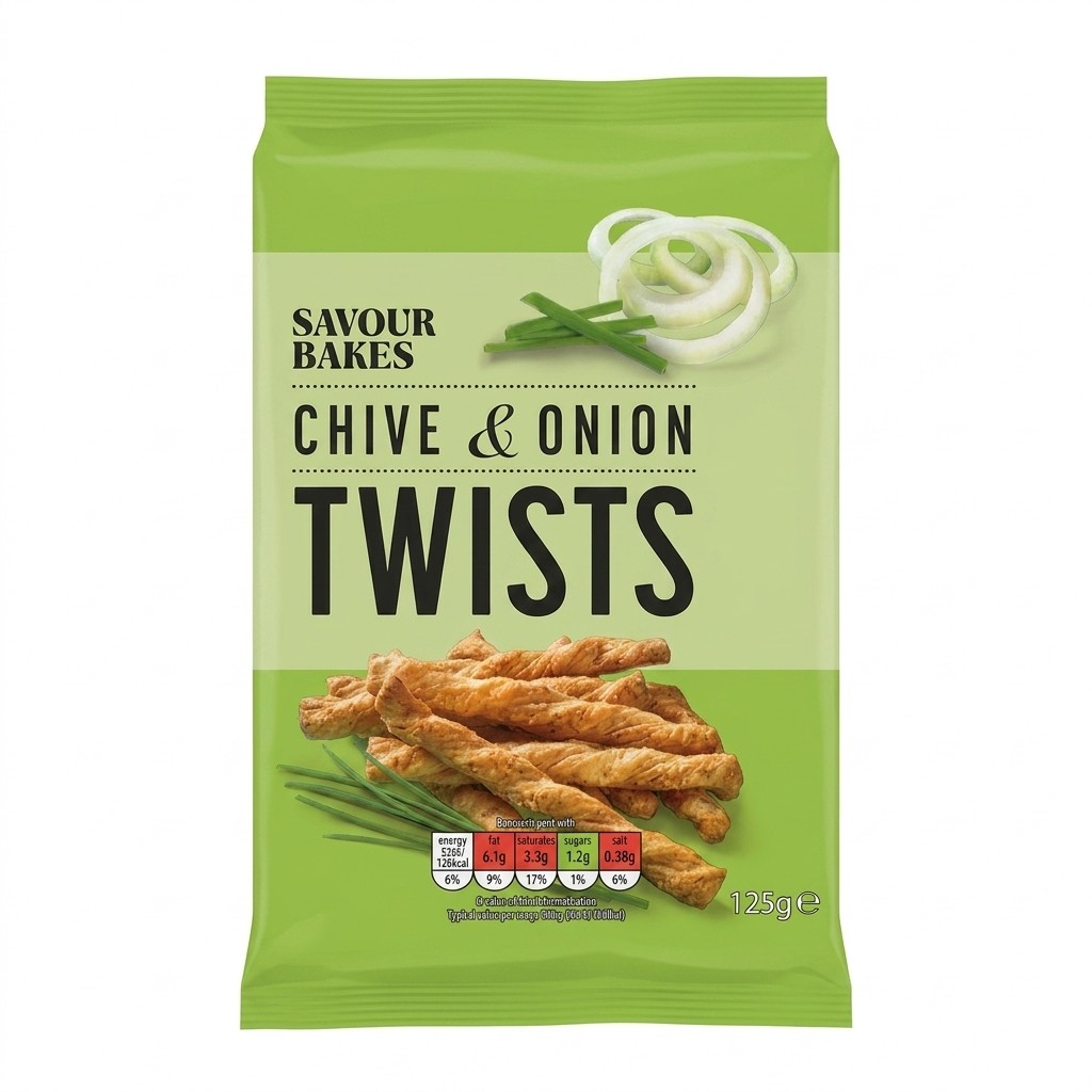 Savour Bakes Chive & Onion Twists 125g