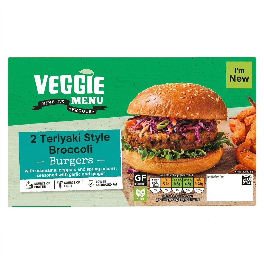 Vegetarian Menu 2 Teriyaki Style Broccoli Burgers 227g