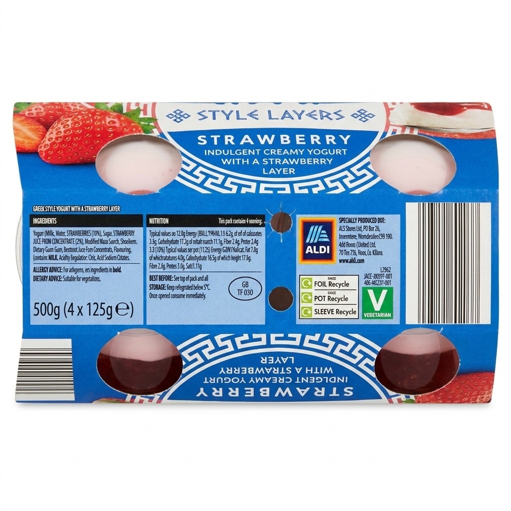 Brooklea Greek Style Yogurt Strawberry 500g