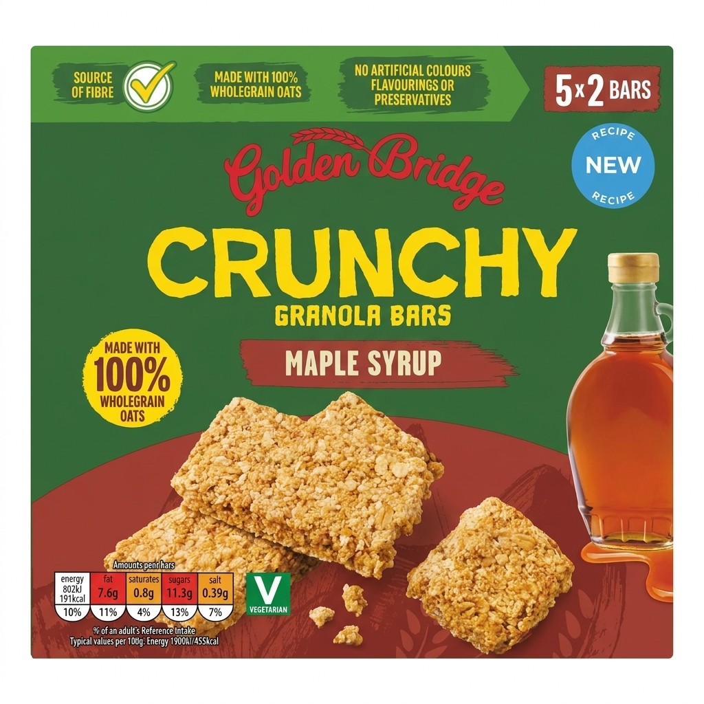 Golden Bridge Crunchy Granola Bars Maple Syrup 210g