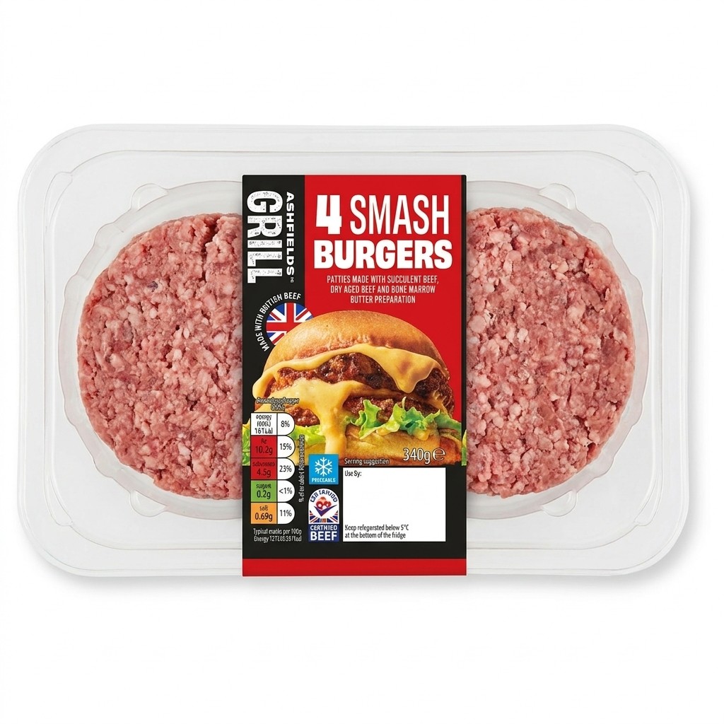Ashfields Grill 4 Smash Burgers 340g