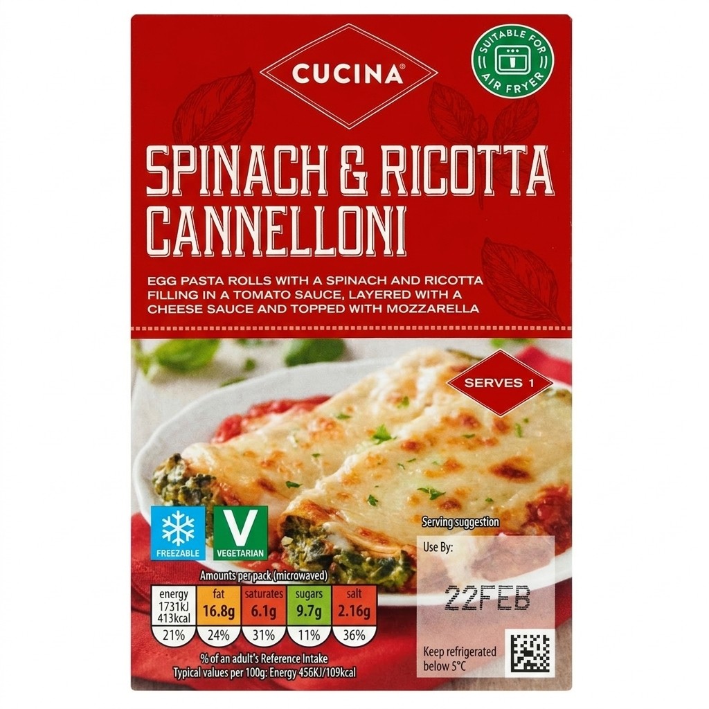 Cucina Spinach & Ricotta Cannelloni 400g