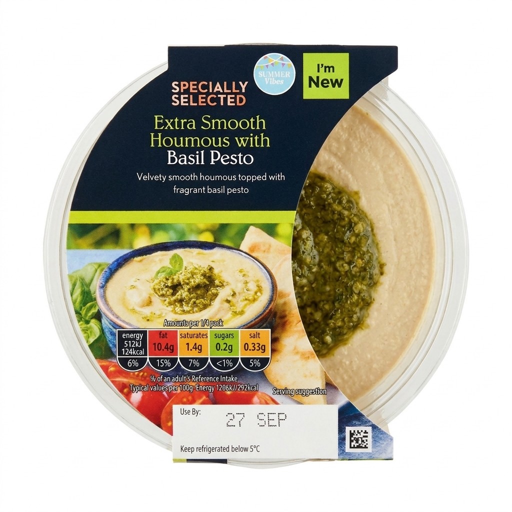 Specially Selected Extra Smooth Houmous with Basil Pesto 170g