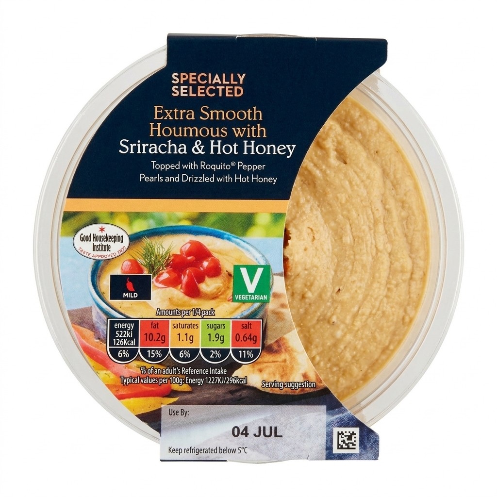 Specially Selected Extra Smooth Houmous with Sriracha & Hot Honey 170g