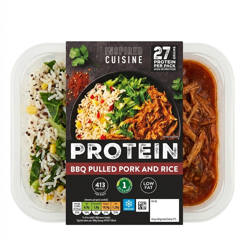 Inspired Cuisine Protein BBQ Pulled Pork and Rice 380g