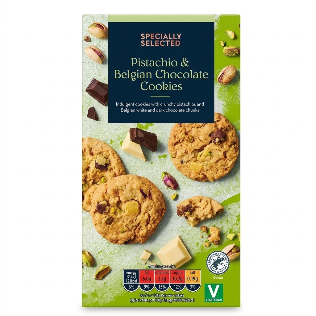 Specially Selected Pistachio & Belgian Chocolate Cookies 200g