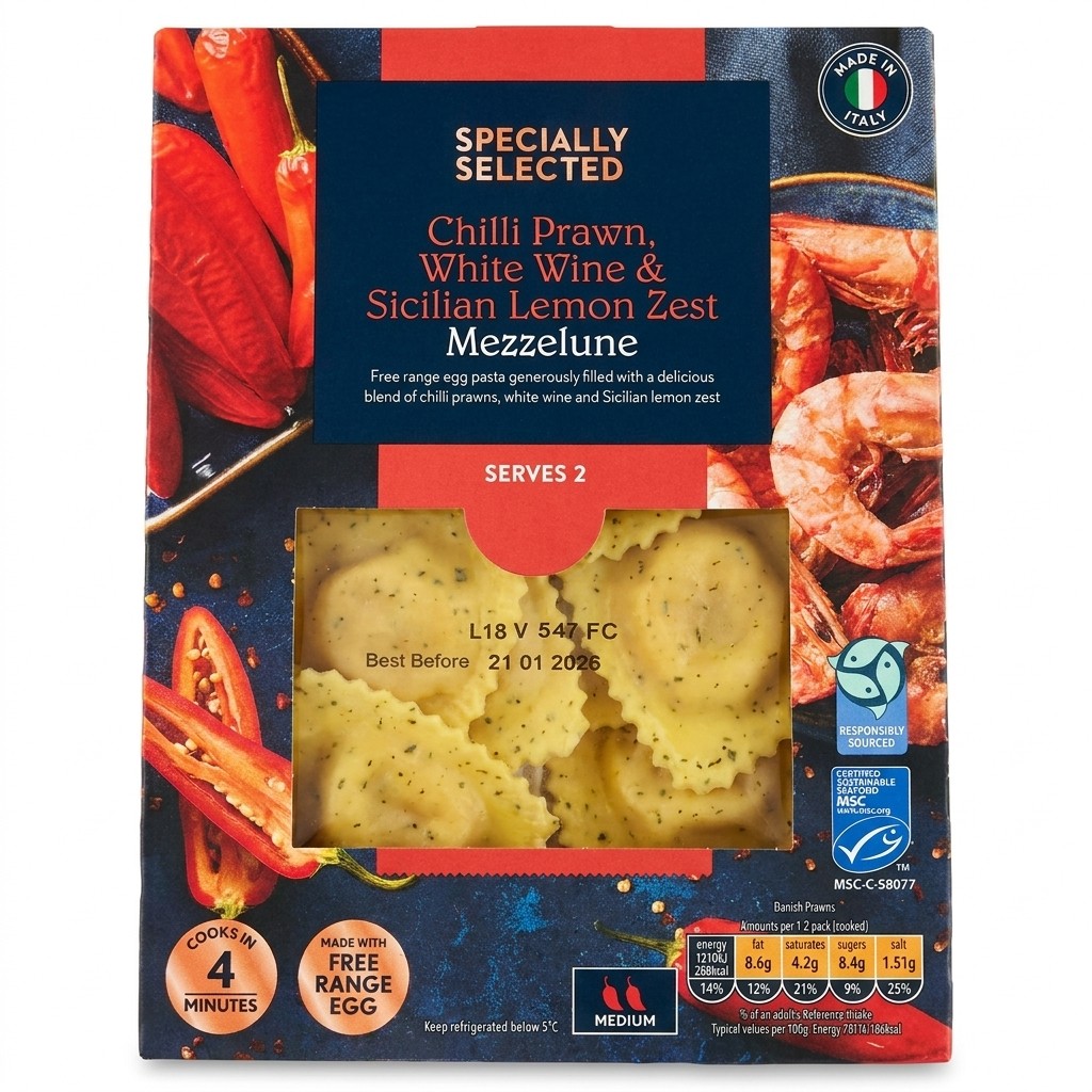 Specially Selected Chilli Prawn Mezzelune 250g