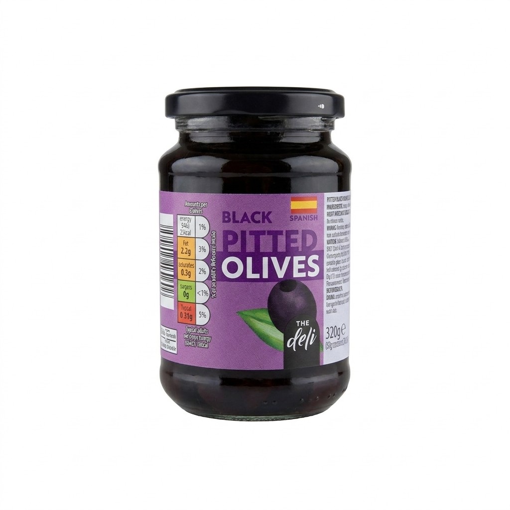 The Deli Pitted Black Olives 320g