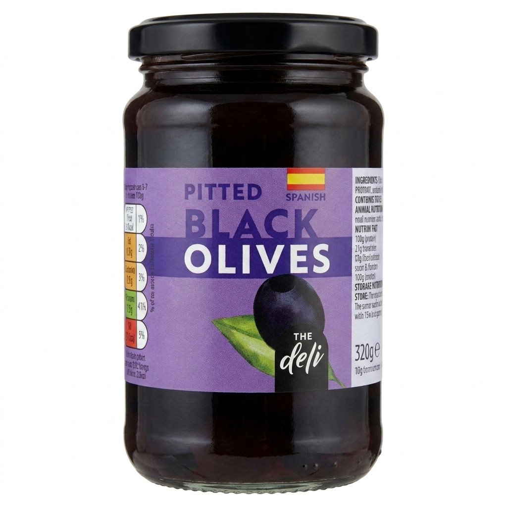 The Deli Pitted Black Hojiblanca Olives 320g