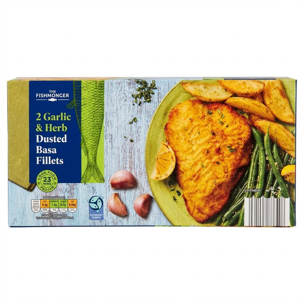 The Fishmonger 2 Garlic & Herb Dusted Basa Fillets 310g