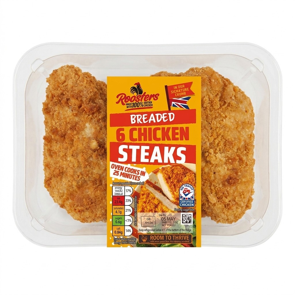 Roosters Breaded Chicken Steaks 757g