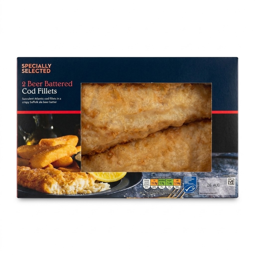 Specially Selected Beer Battered Cod Fillets 350g