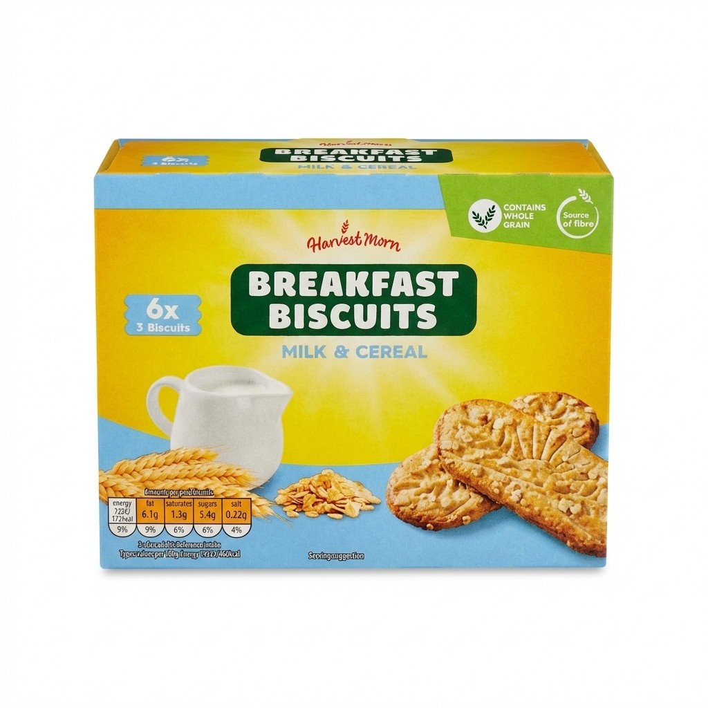 Harvest Morn Breakfast Biscuits Milk & Cereal 225g