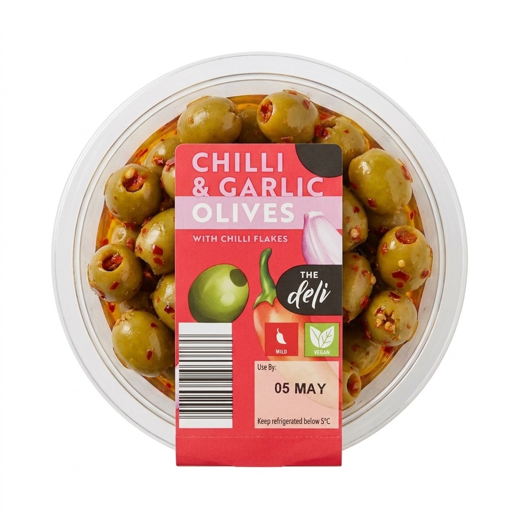The Deli Chilli & Garlic Olives 140g