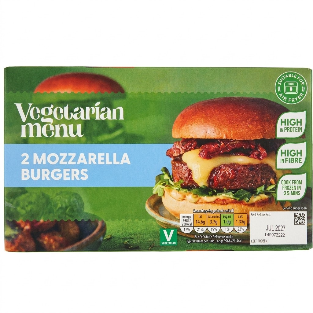 Vegetarian Menu Mozzarella Burgers 227g
