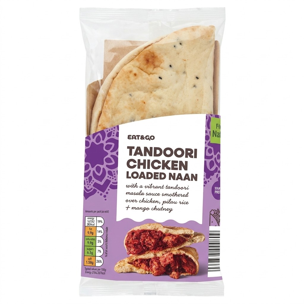 Eat & Go Tandoori Chicken Loaded Naan 185g