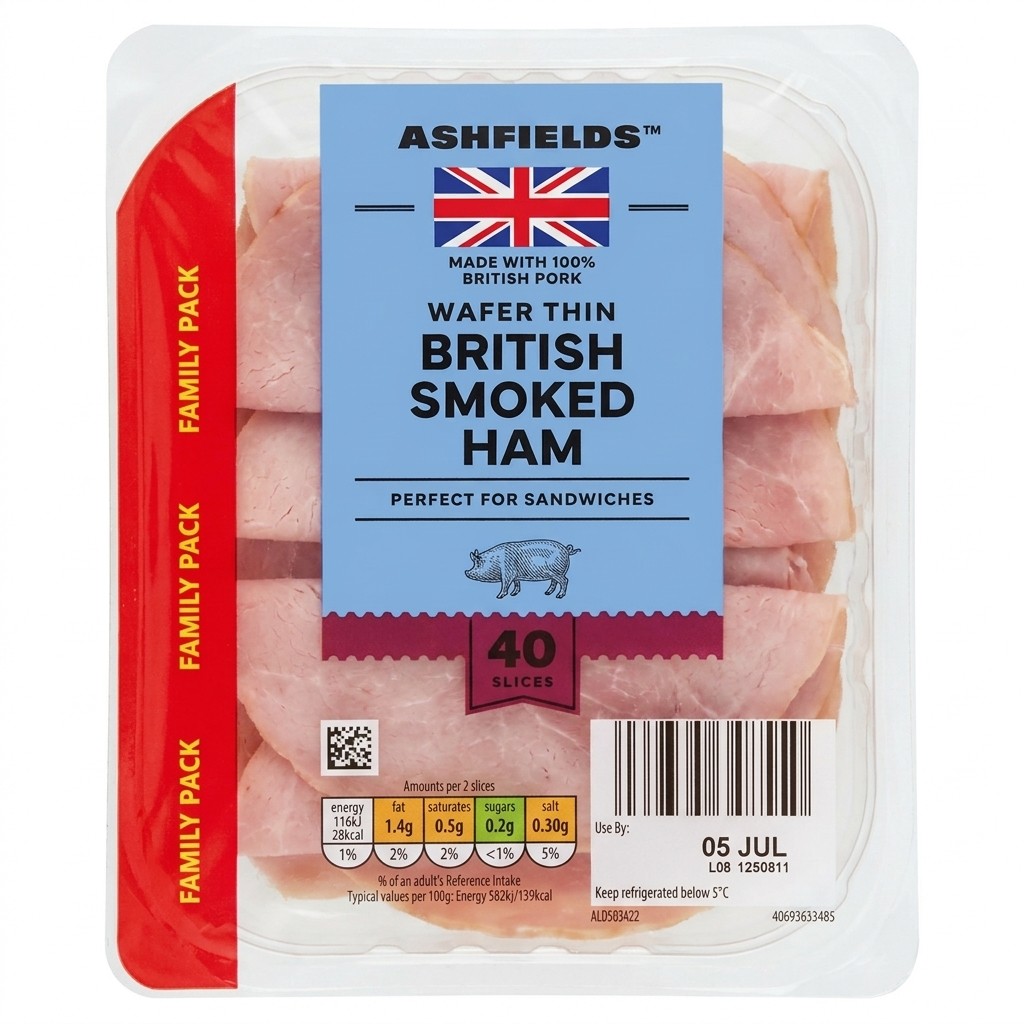 Ashfields Wafer Thin British Smoked Ham 400g