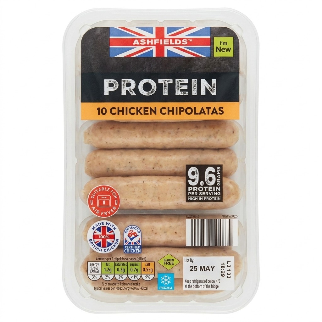 Ashfields Protein 10 Chicken Chipolatas 340g