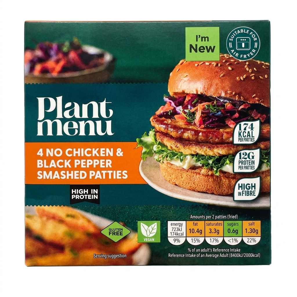 Plant Menu No Chicken & Black Pepper Smashed Patties 228g