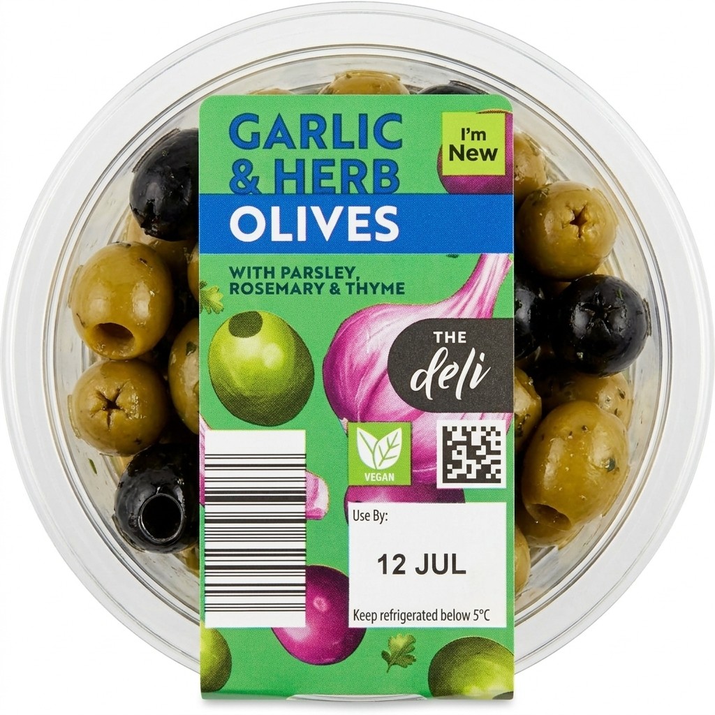 The Deli Garlic & Herb Olives 140g