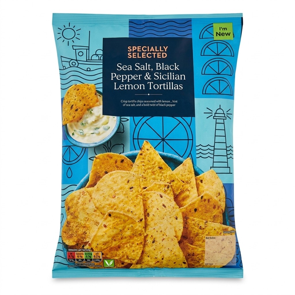 Specially Selected Sea Salt, Black Pepper & Sicilian Lemon Tortillas 150g