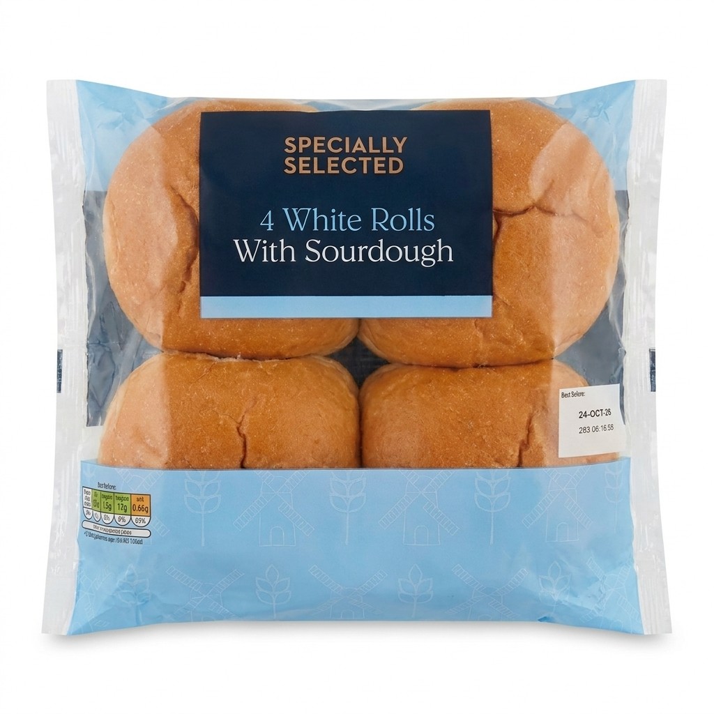 Specially Selected White Rolls With Sourdough 4 rolls