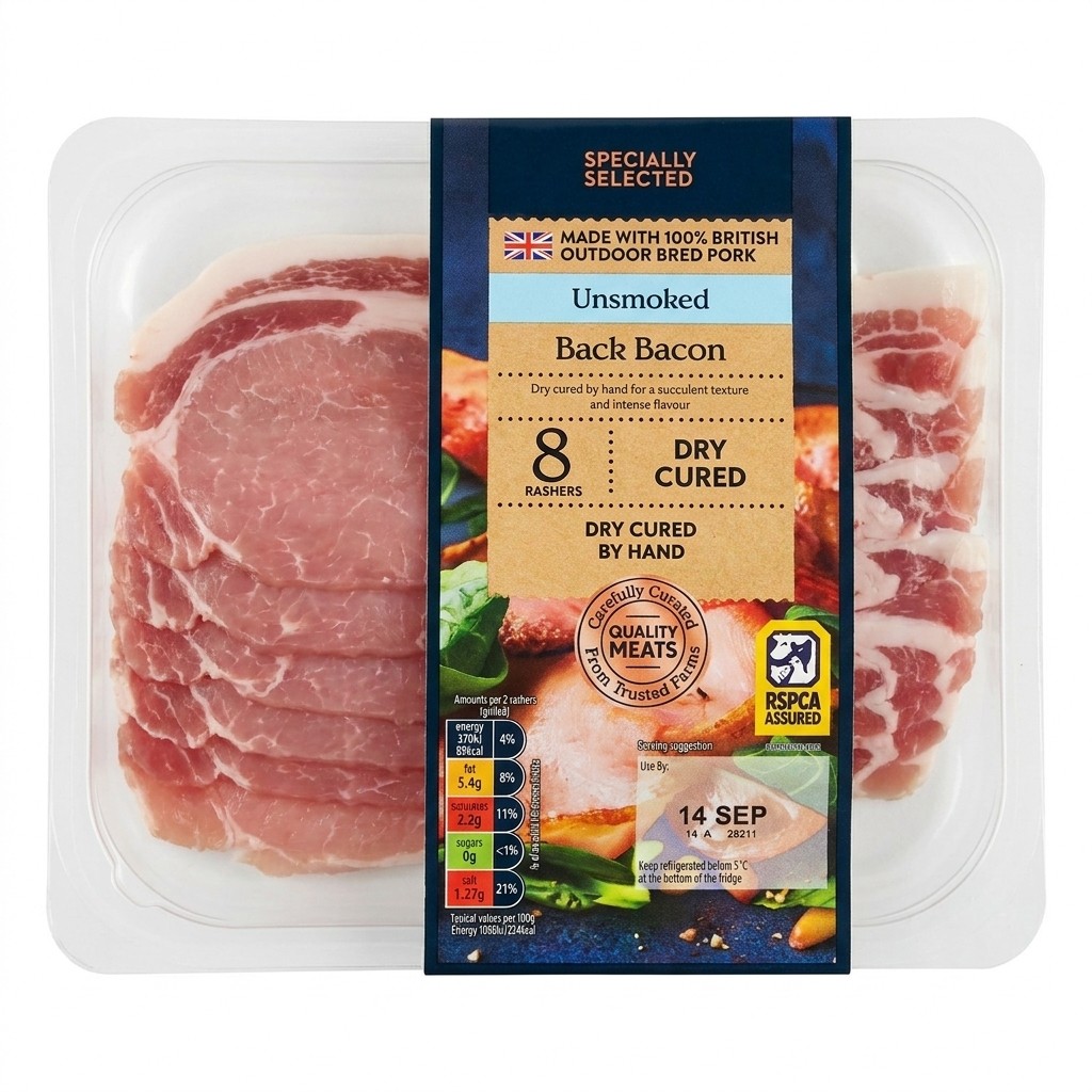 Specially Selected Dry Cured Unsmoked Back Bacon 240g