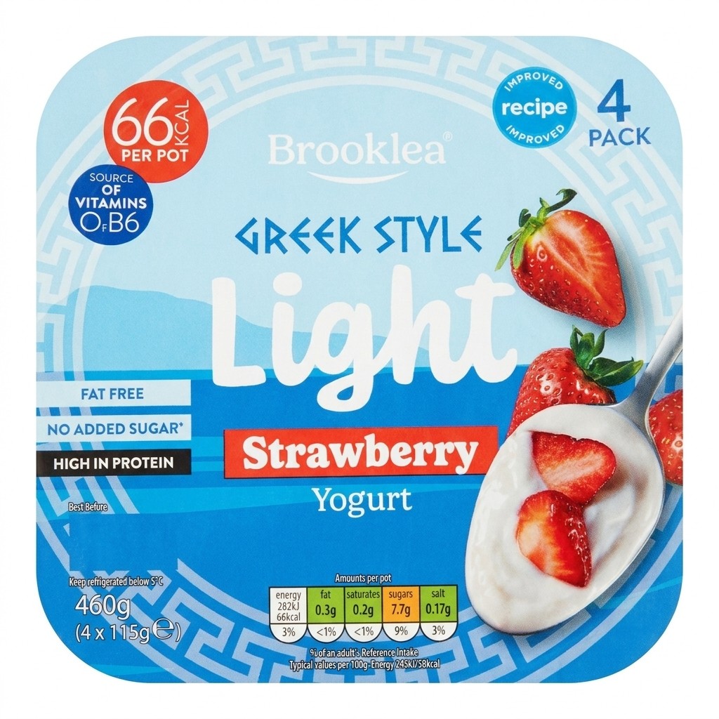 Brooklea Greek Style Light Strawberry Yogurt 460g