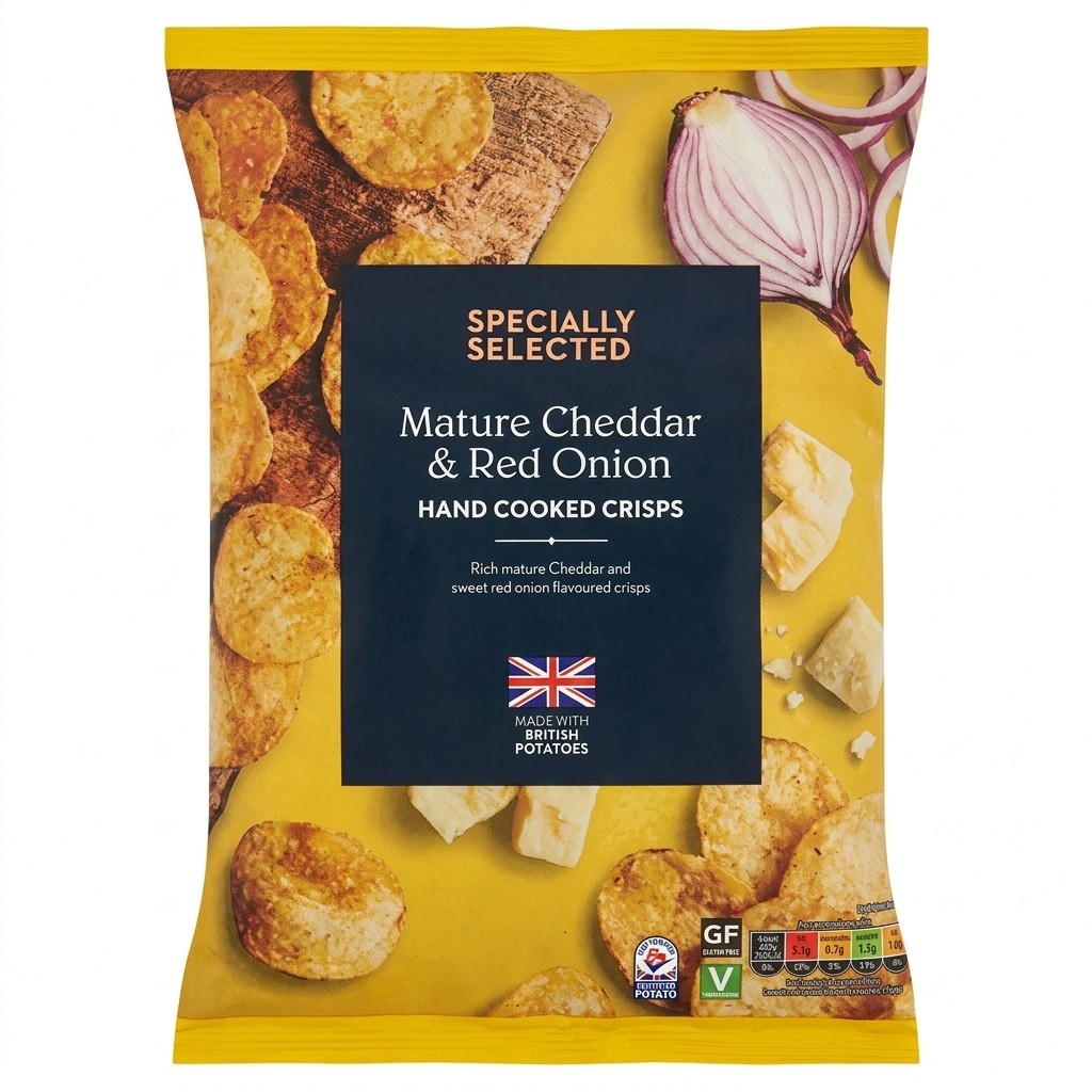 Specially Selected Mature Cheddar & Red Onion Crisps 150g