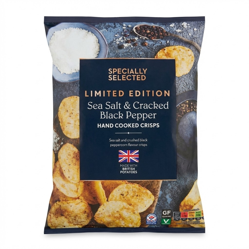 Specially Selected Sea Salt & Cracked Black Pepper Crisps 150g