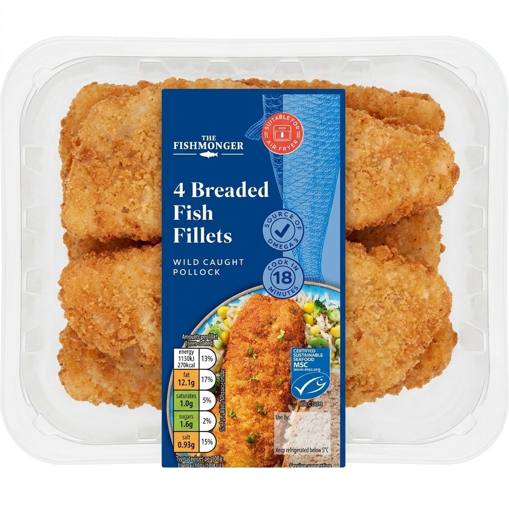 The Fishmonger 4 Breaded Fish Fillets 600g
