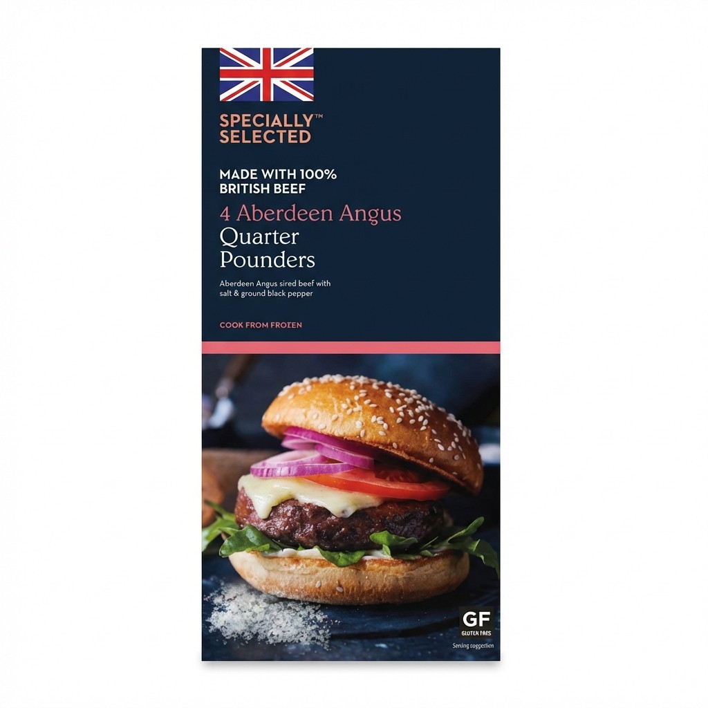 Specially Selected 4 Aberdeen Angus Quarter Pounders 454g