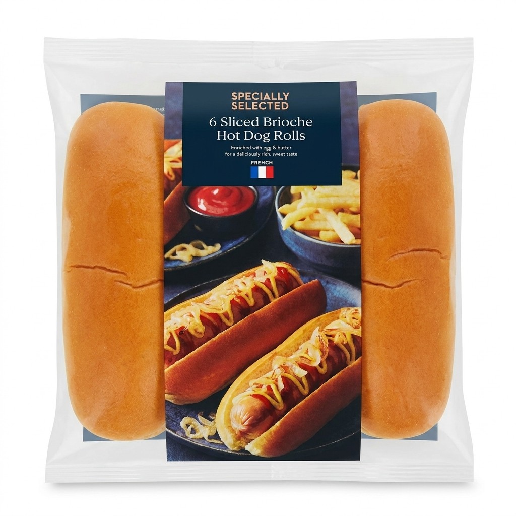 Specially Selected 6 Sliced Brioche Hot Dog Rolls 270g