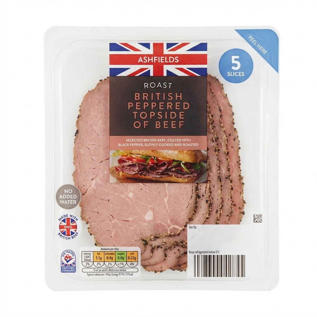 Ashfields Roast British Peppered Topside of Beef 130g