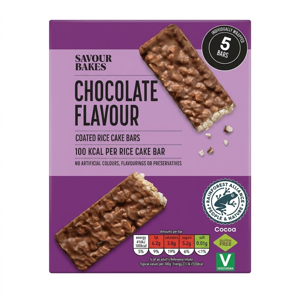 Savour Bakes Chocolate Flavour Rice Cake Bars 90g