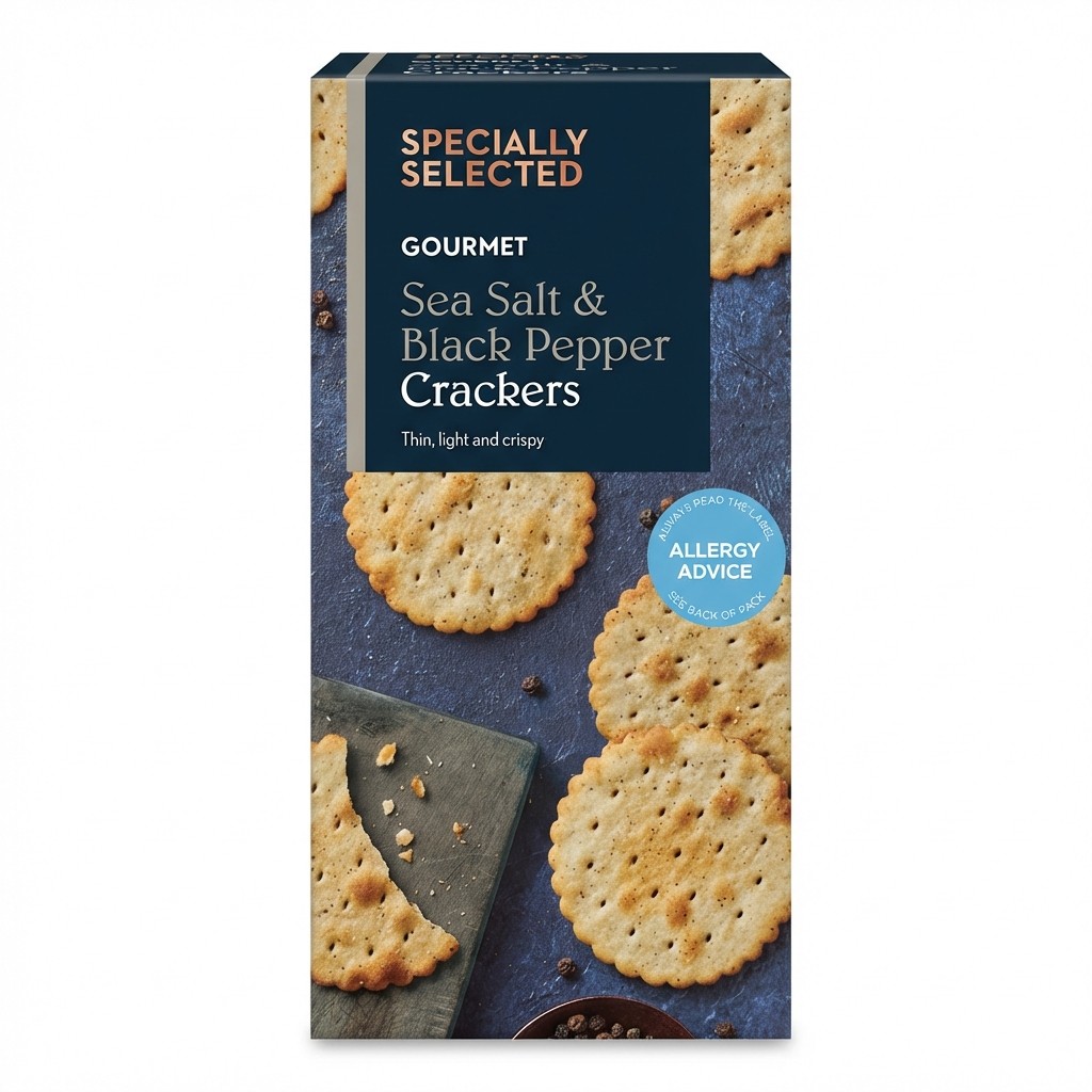 Specially Selected Sea Salt & Black Pepper Crackers 185g