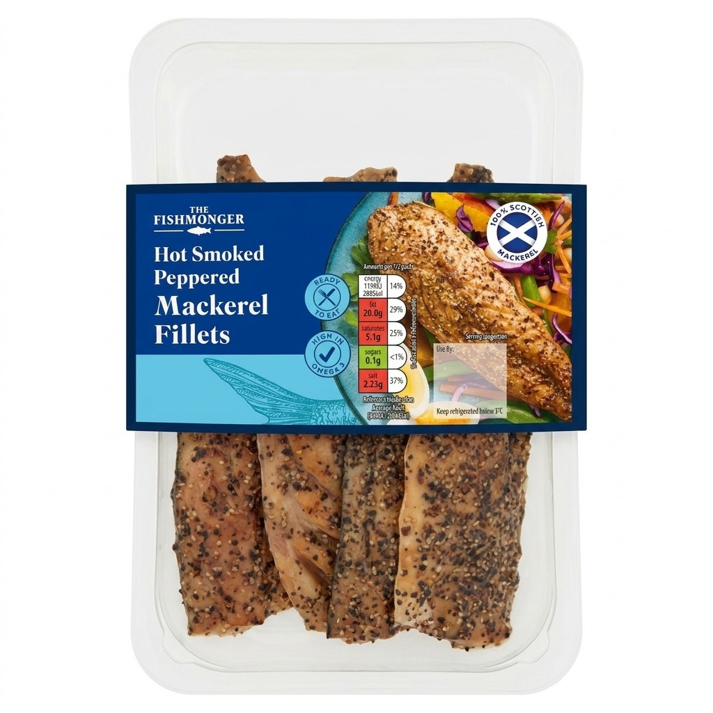 The Fishmonger Hot Smoked Peppered Mackerel Fillets 200g