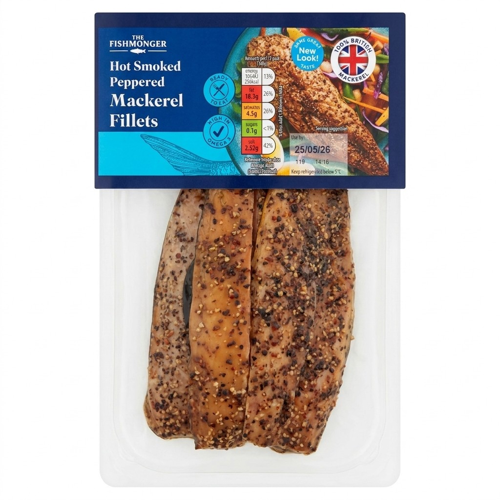 The Fishmonger Hot Smoked Peppered Mackerel Fillets 200g
