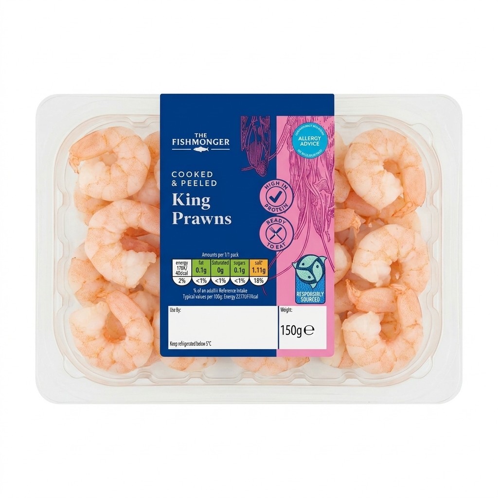 The Fishmonger Cooked & Peeled King Prawns 150g