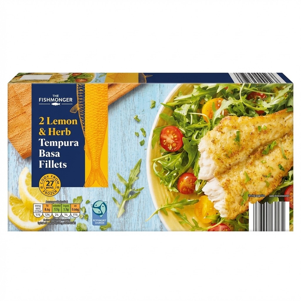 The Fishmonger 2 Lemon & Herb Tempura Basa Fillets 310g